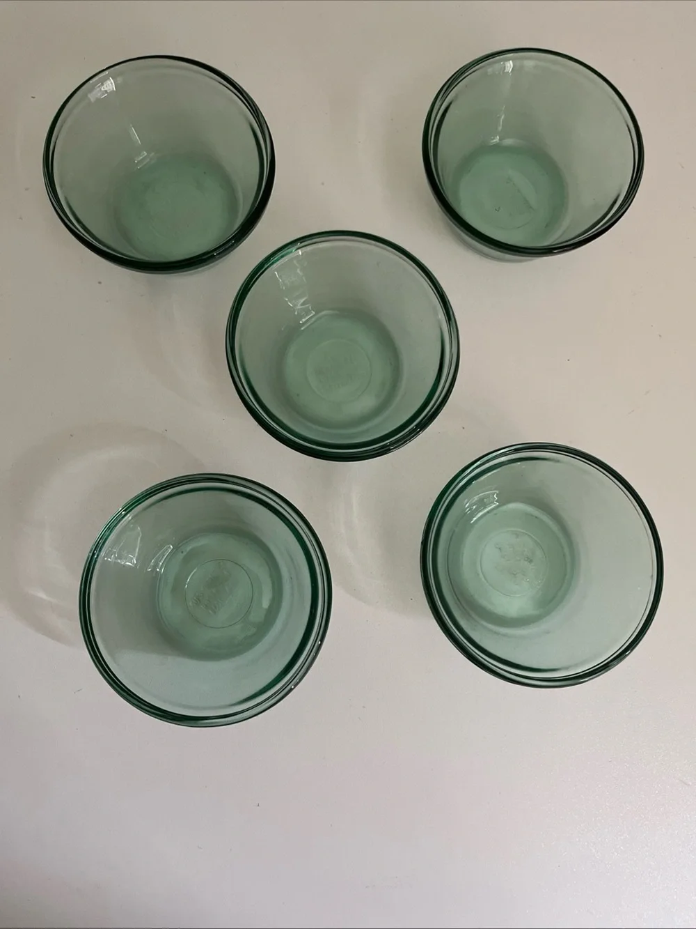 Vintage Anchor Hocking Teal Green Glass Custard Cups 1034 6oz Set of 5